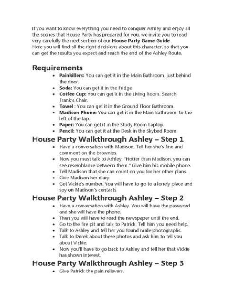 House Party Walkthrough: Rachel, Ashley, Leah & Madison Complete Guide