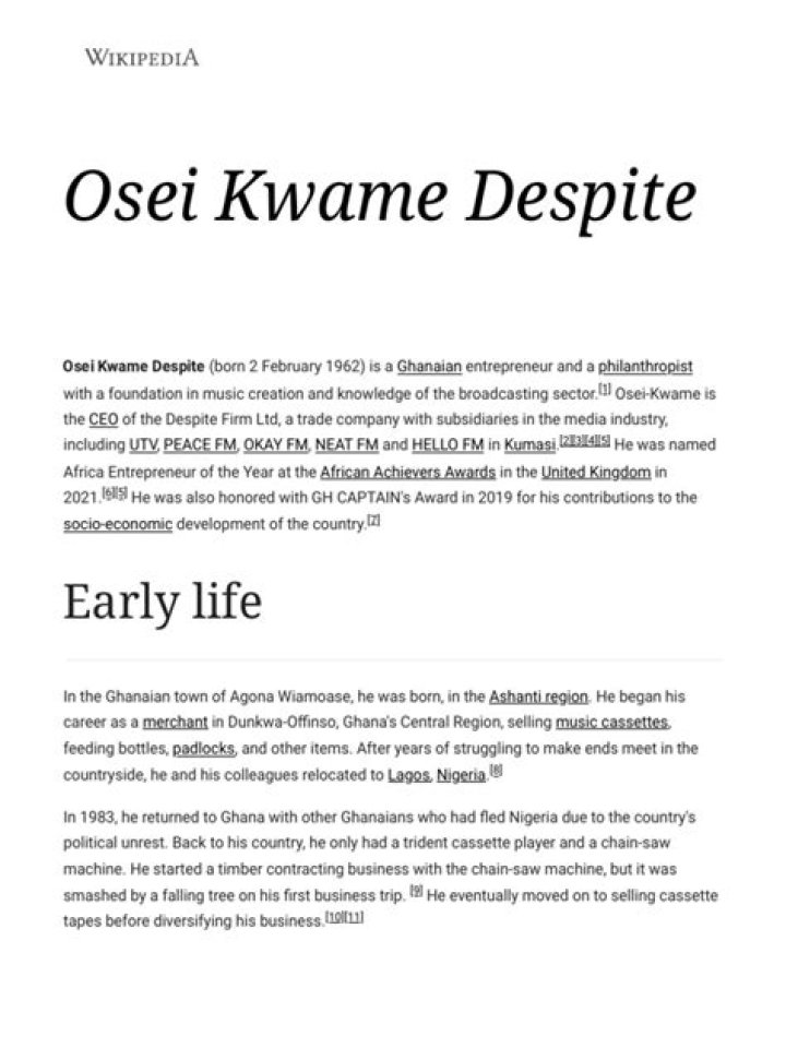 Osei Kwame Despite Biography