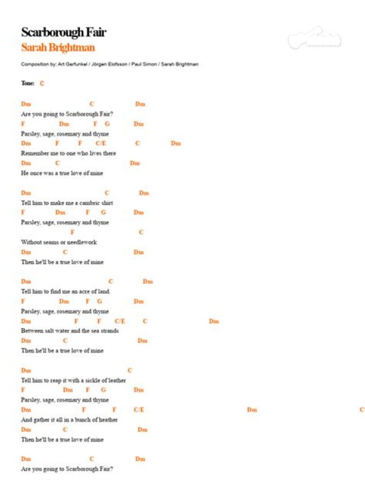 Sarah Brightman’s
Scarborough Fair Lyrics