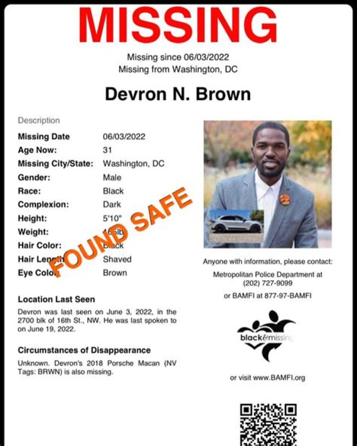Washington’s Devron Brown Missing Update: DC Police Help Post On Twitter To Find Him!
