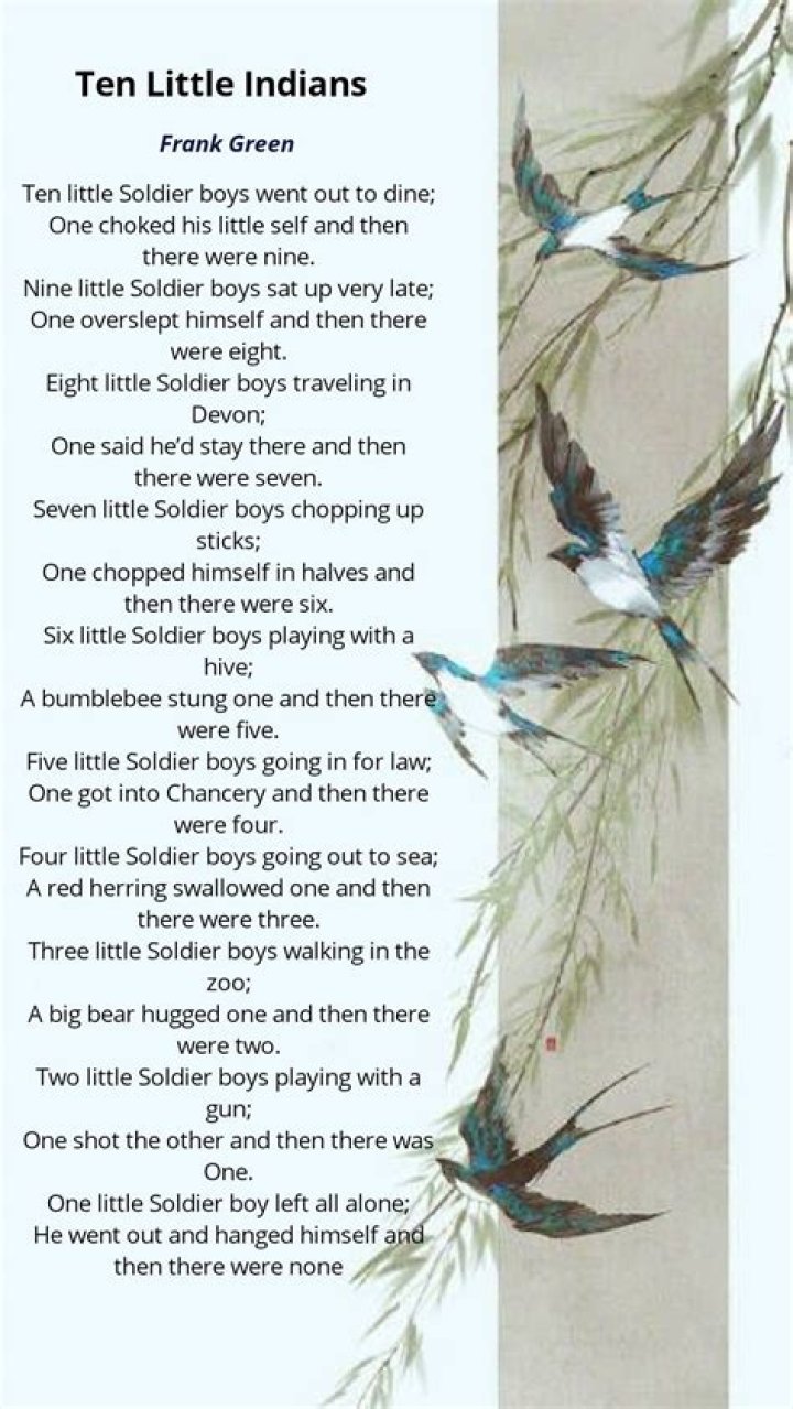 What is the poem 10 little soldiers